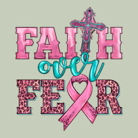 Faith Over Fear With Cross And Ribbon Ladies Tee | Teevron