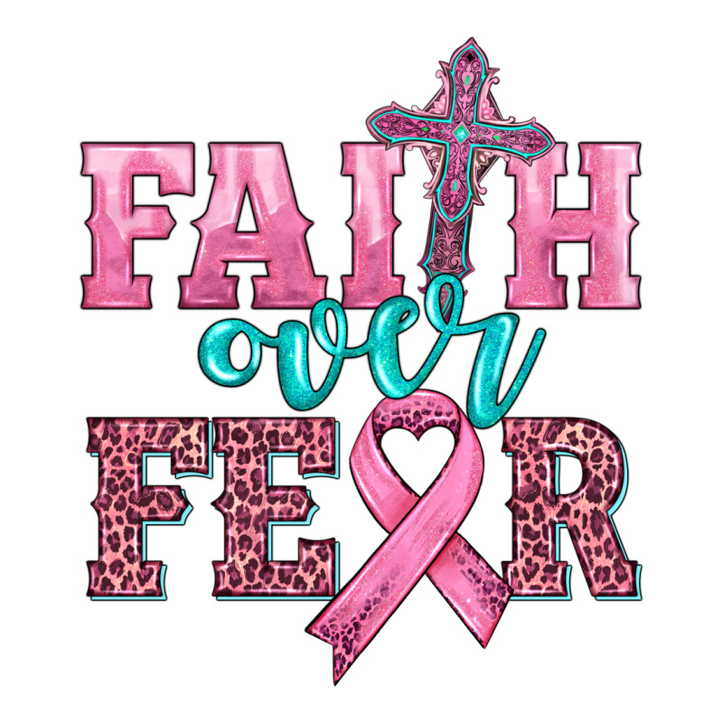 Faith Over Fear With Cross And Ribbon Ladies Tee by HRA Design Shop | Teevron