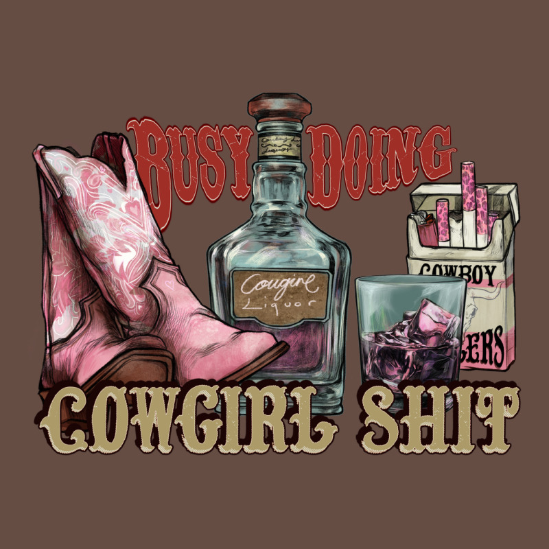 Busy Doing Cowgirl Shit Liquor Boots Cigarette Long Sleeve Tee by NancyCooperArtShop | Teevron