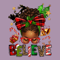 Christmas Believe Afro Messy Bun Heavyweight Hoodie | Teevron