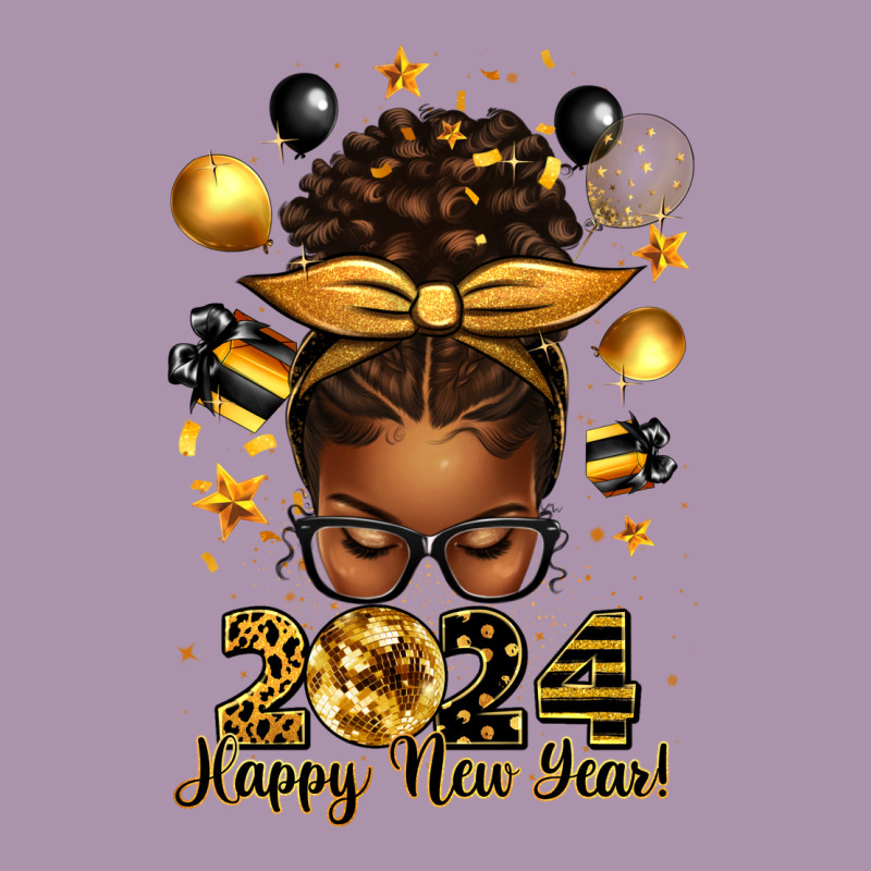 2024 Happy New Year  Afro Messy Bun Heavyweight Hoodie by texasbilliewilder | Teevron