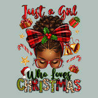 Just A Girl Who Loves Christmas Afro Messy Bun Heavyweight Hoodie | Teevron