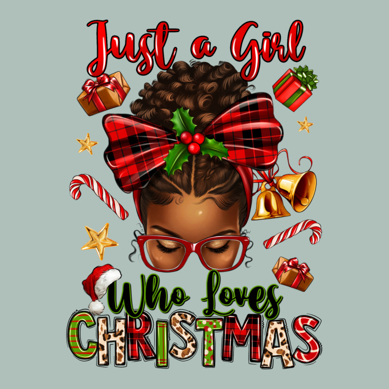 Just A Girl Who Loves Christmas Afro Messy Bun Heavyweight Hoodie by texasbilliewilder | Teevron