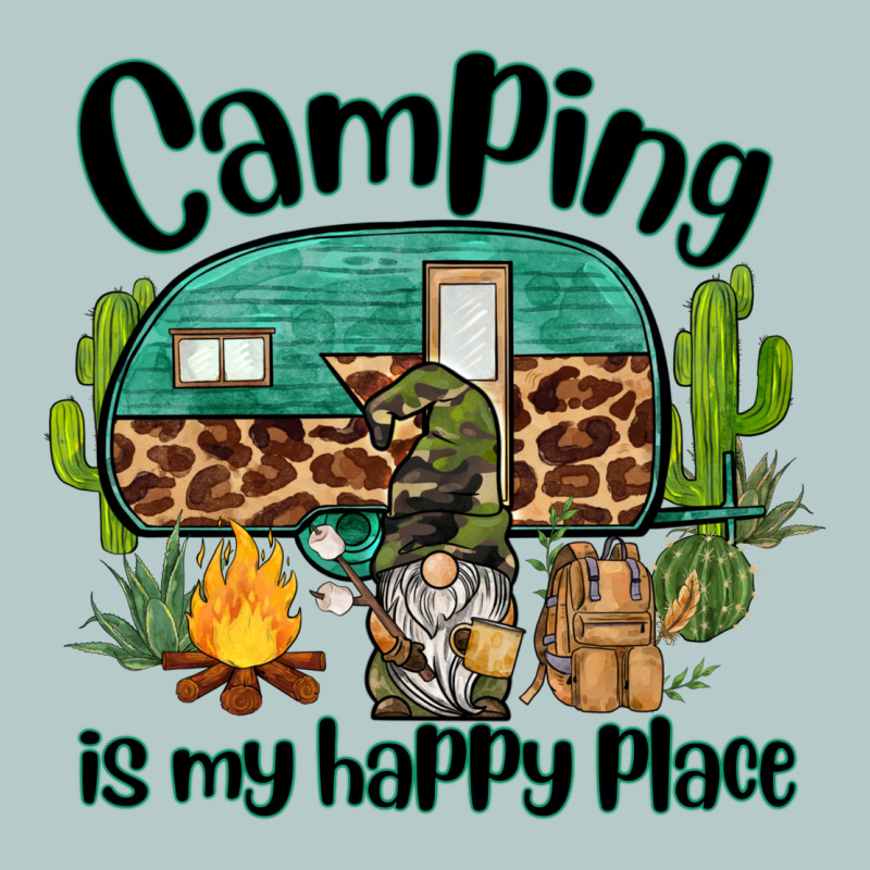 Camping Is My Happy Place Caravan And Gnome Heavy Core Tee by BarkalooDesign | Teevron