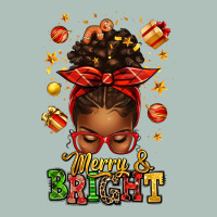 Merry And Bright Christmas Afro Messy Bun Heavyweight Hoodie | Teevron