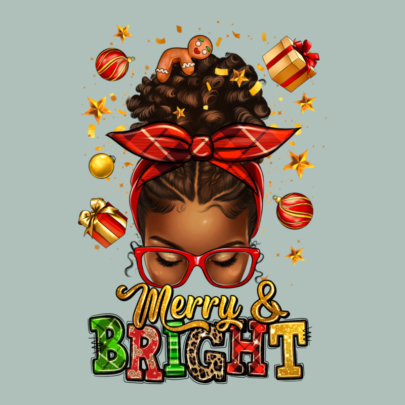 Merry And Bright Christmas Afro Messy Bun Heavyweight Hoodie by texasbilliewilder | Teevron