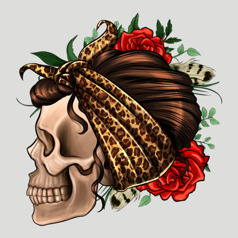 Leopard Bandana And Roses Skull Zipper Hoodie by Jasminsmagicworld | Teevron