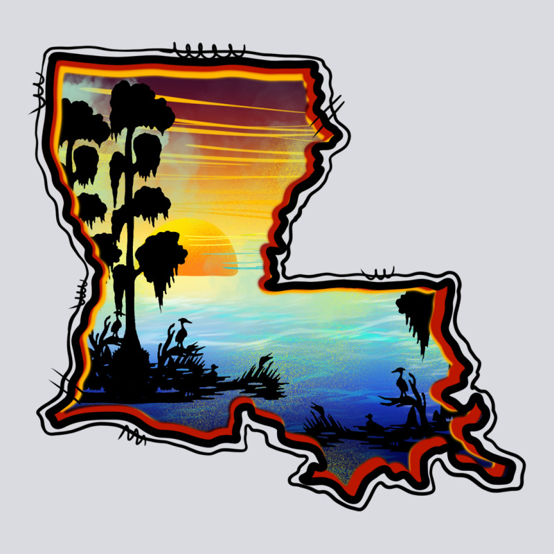 Louisiana  Sunset Map Zipper Hoodie by BarkalooDesign | Teevron