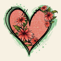 Pink Glitter Floral Heart Vintage Tee | Teevron