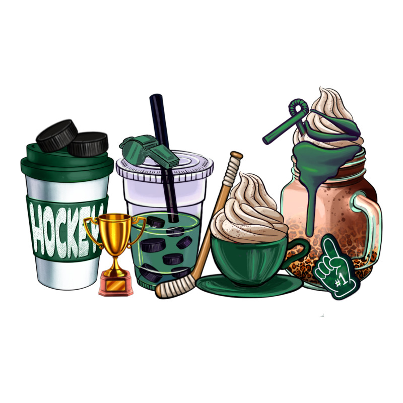Hunter Green Hockey Coffee Cups Premium Tee by AdoDesignShop | Teevron