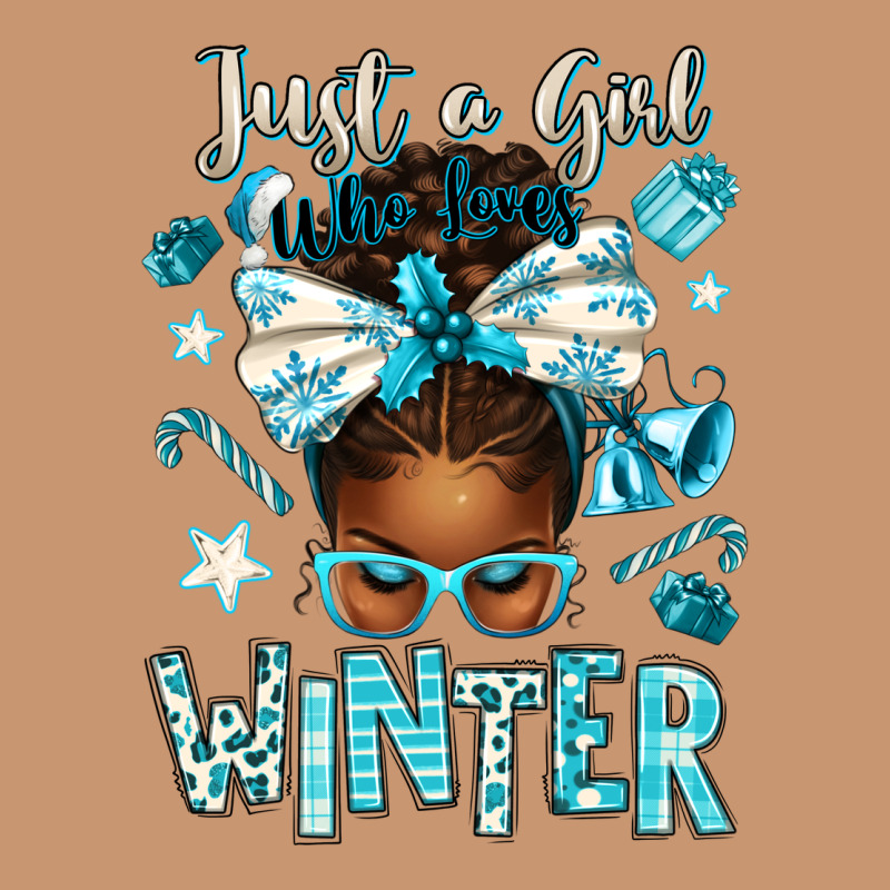 Just A Girl Who Loves Winter Afro Messy Bun Heavyweight Hoodie by texasbilliewilder | Teevron