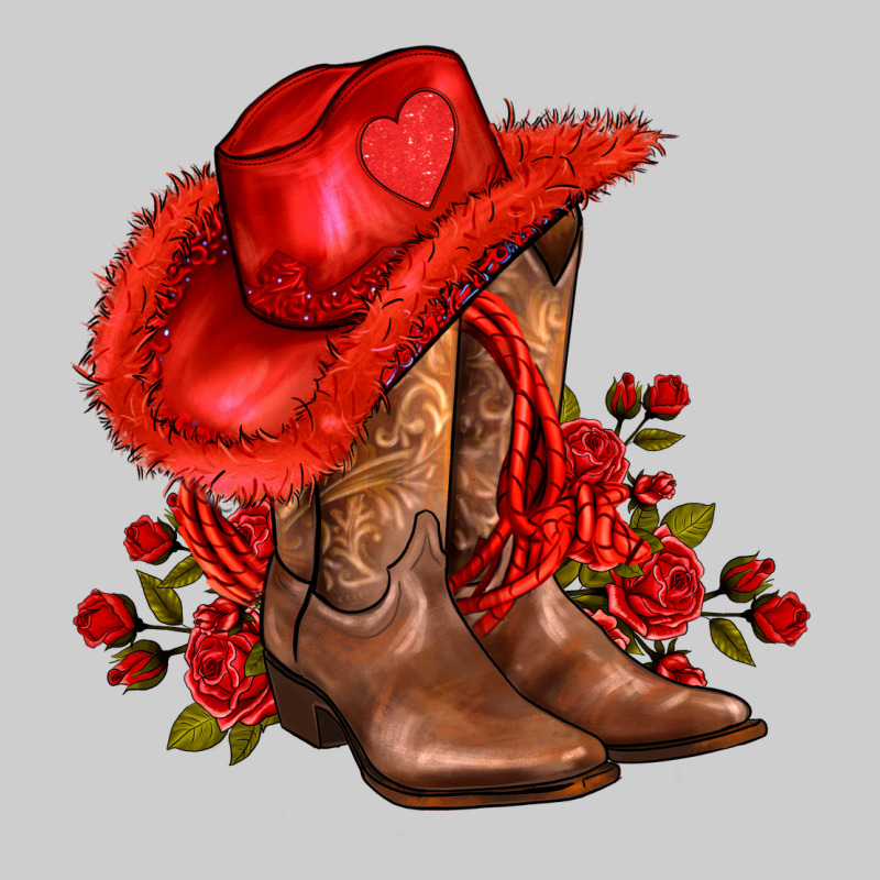 Valentines Day Cowboy Boots Red  And Roses Premium Tee by AdoDesignShop | Teevron