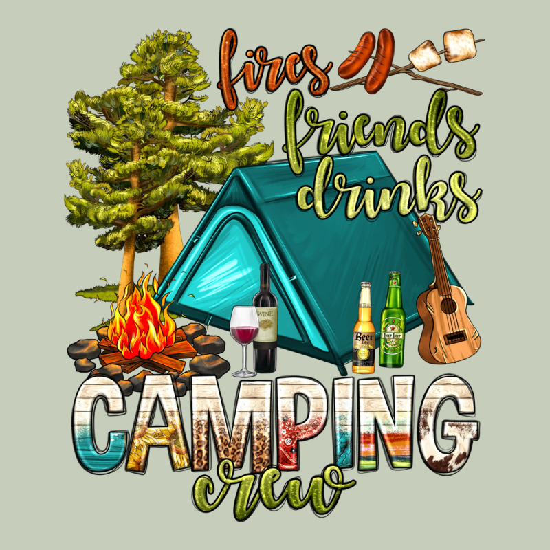 Fires Friends Drinks Camping Crew Long Sleeve Tee by NancyCooperArtShop | Teevron