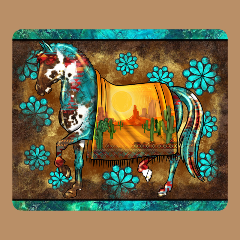 Western Horse Sunset Turquoise's Gemstones Mousepad Vintage Hoodie by BarkalooDesign | Teevron