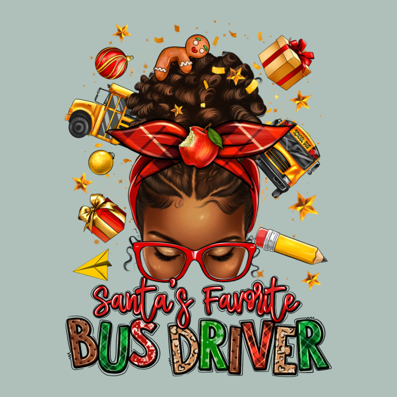 Santas Favorite School Bus Driver Afro Messy Bun Heavyweight Hoodie by texasbilliewilder | Teevron