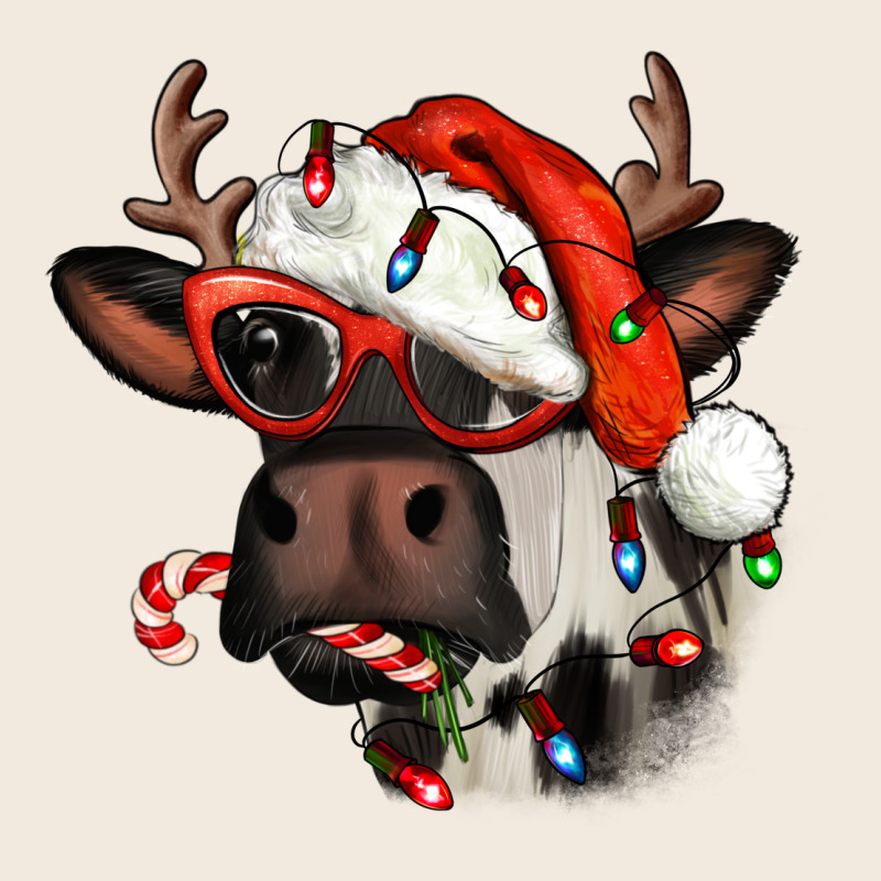 Christmas Cow With Antlers Zipper Hoodie by Jasminsmagicworld | Teevron