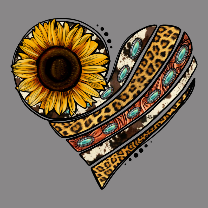 Western Sunflower Leopard Cowhide Heart Vintage Tee by Jasminsmagicworld | Teevron