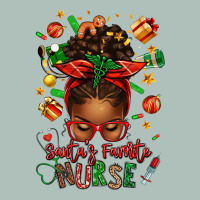 Santa's Favorite Nurse Afro Messy Bun Heavyweight Hoodie | Teevron