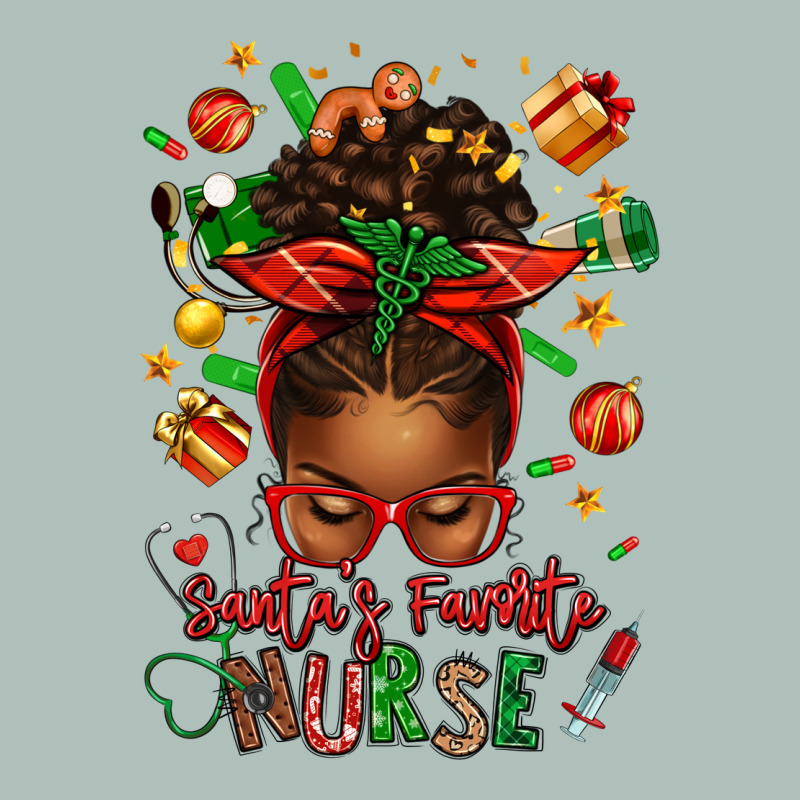 Santa's Favorite Nurse Afro Messy Bun Heavyweight Hoodie by texasbilliewilder | Teevron