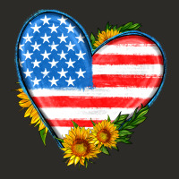 Usa Flag Heart With Sunflower Heavy Core Tee | Teevron