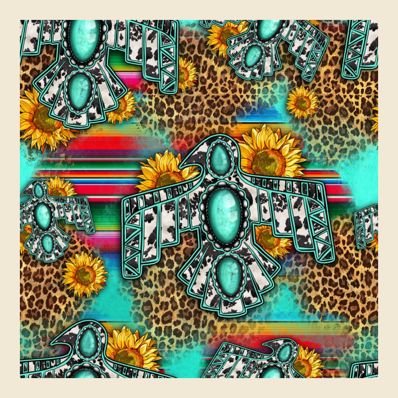 Western Turquoise Thunderbird Seamless Pattern Ladies Tee by HRA Design Shop | Teevron