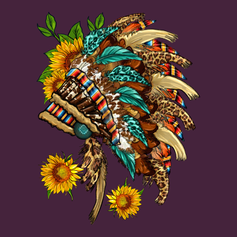 Indian Headdress With Pattern And Sunflowers Premium Tee by HRA Design Shop | Teevron