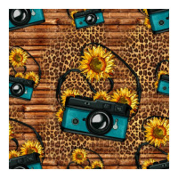 Western Sunflowers Camera Seamless Pattern Ladies Tee | Teevron