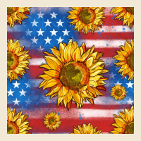 Sunflowers American Flag Seamless Pattern Ladies Tee | Teevron