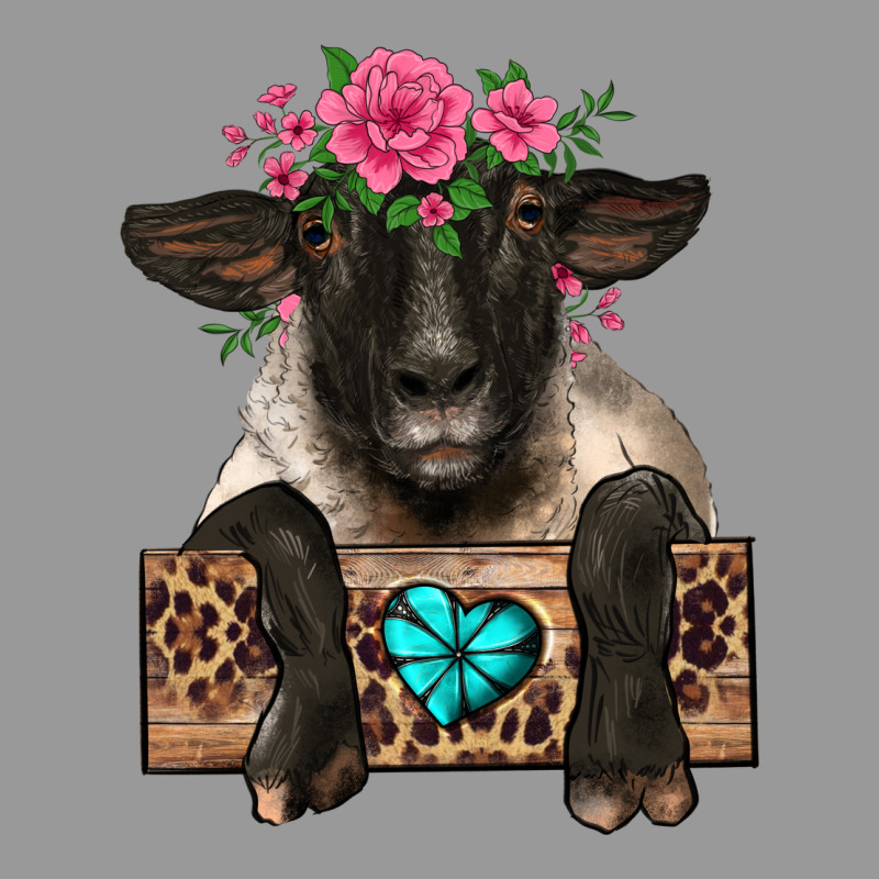 Suffolk Ewe Peeking With Floral Headdress Vintage Hoodie by BarkalooDesign | Teevron