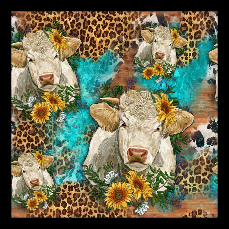 Sunflowers Charolais Cow Seamless Pattern Ladies Tee by HRA Design Shop | Teevron