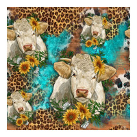 sunflowers charolais cow seamless pattern | Teevron