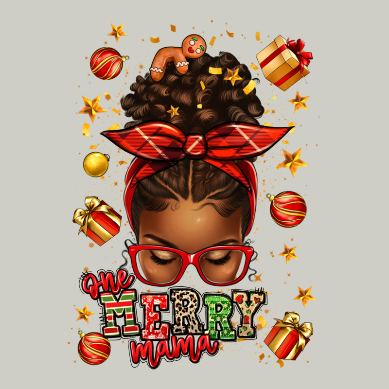 One Merry Mama Christmas Afro Messy Bun Heavyweight Hoodie by texasbilliewilder | Teevron
