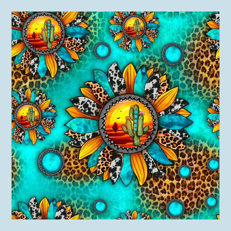 Western Sunset Sunflowers Seamless Pattern Ladies Tee by HRA Design Shop | Teevron