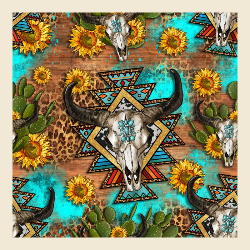 Aztec Bull Skull Seamless Pattern Ladies Tee by HRA Design Shop | Teevron