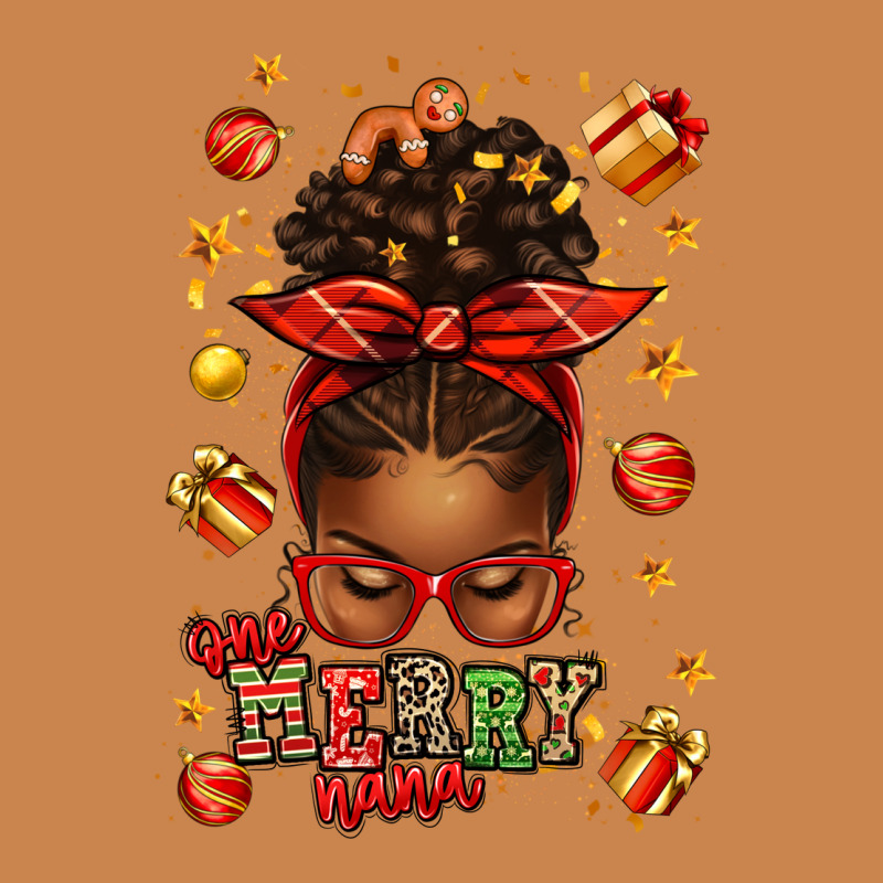 One Merry Nana Christmas Afro Messy Bun Heavyweight Hoodie by texasbilliewilder | Teevron