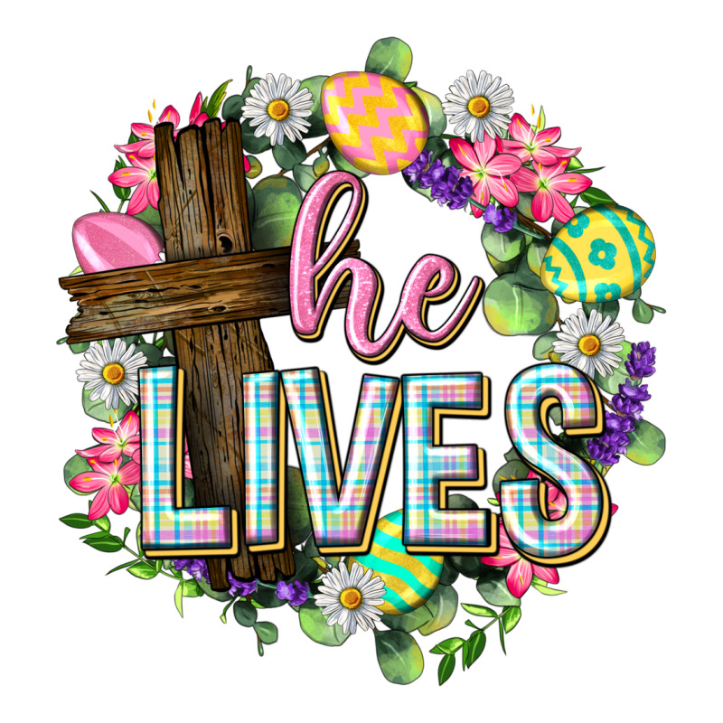 He Lives Easter With Flowers Ladies Tee by Neo Western | Teevron