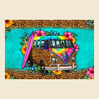 Hippie Van Floral Skinny Metal Can Holder Ladies Tee | Teevron