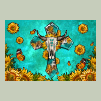 Bull Skull Cross Skinny Metal Can Holder Ladies Tee | Teevron
