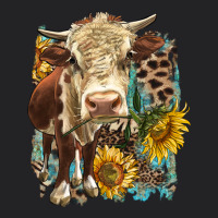 Hereford Heifer With Sunflower And Leopard Vintage Tee | Teevron