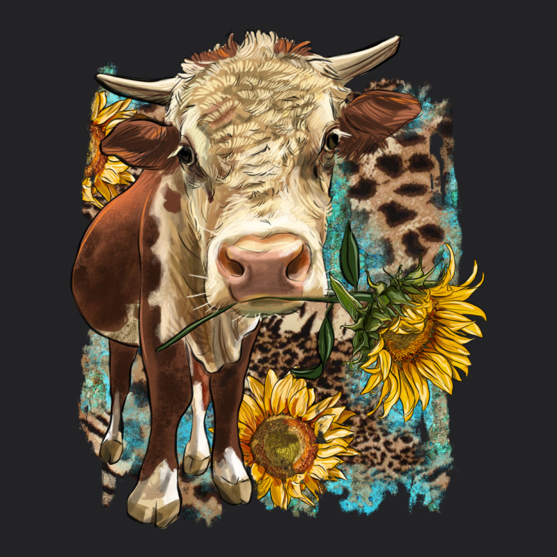 Hereford Heifer With Sunflower And Leopard Vintage Tee by LillyAllenDesigns | Teevron