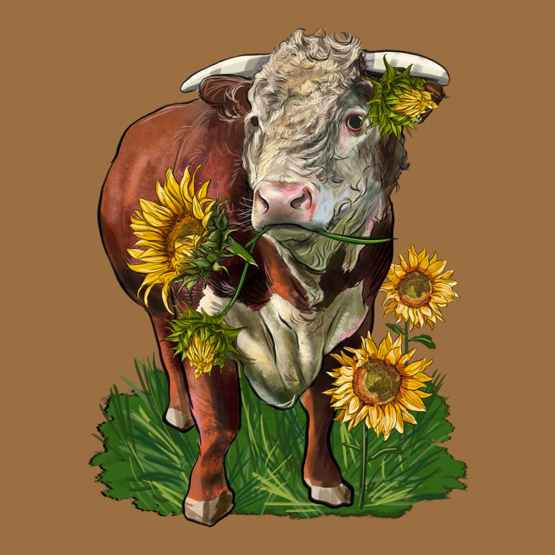 Hereford Bull With Sunflowers Vintage Tee by LillyAllenDesigns | Teevron