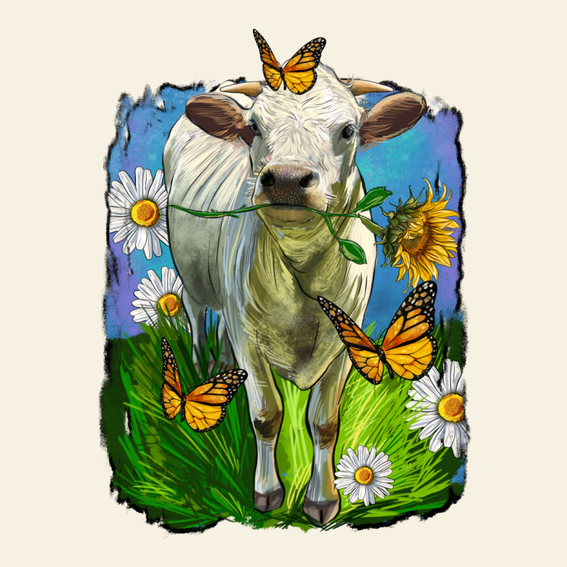 Charolais Heifer With Sunflower And Daisies Vintage Tee by LillyAllenDesigns | Teevron