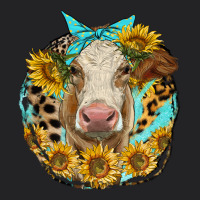 Simmental Heifer With Sunflowers And Leopard Vintage Tee | Teevron