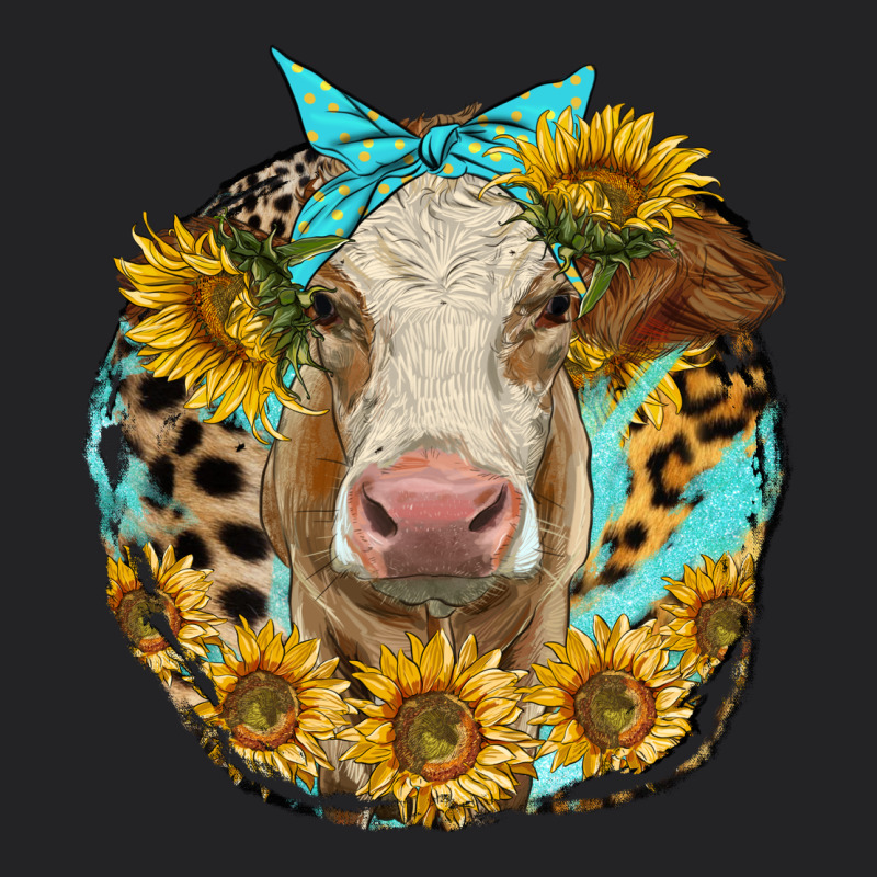 Simmental Heifer With Sunflowers And Leopard Vintage Tee by LillyAllenDesigns | Teevron