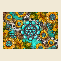 Western Turquoise And Sunflowers Skinny Metal Can Holder Ladies Tee | Teevron