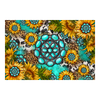 western turquoise and sunflowers skinny metal can holder | Teevron