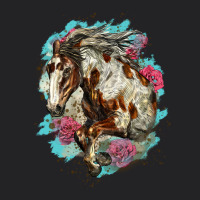 Mustang Horse With Floral Background Vintage Tee | Teevron