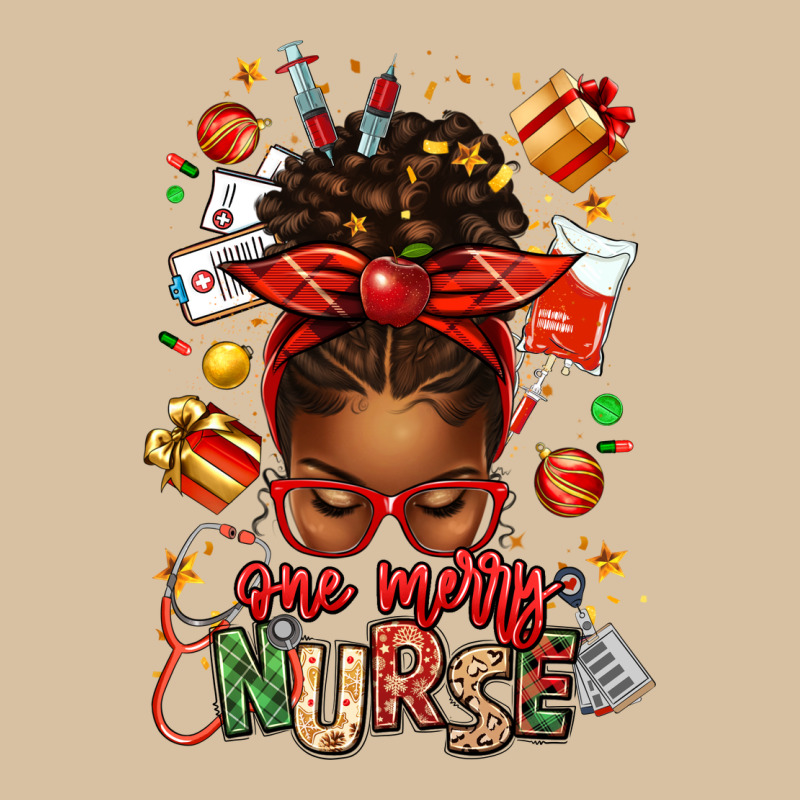One Merry Nurse Afro Messy Bun Heavyweight Hoodie by texasbilliewilder | Teevron