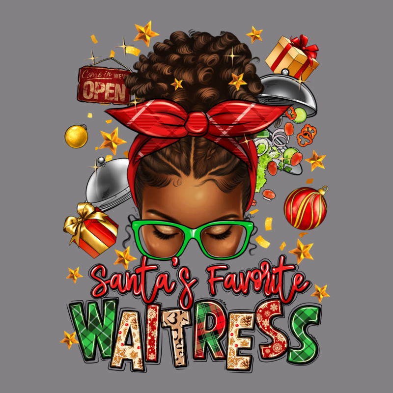 Santa's Favorite Waitress Messy Bun Heavyweight Hoodie by texasbilliewilder | Teevron