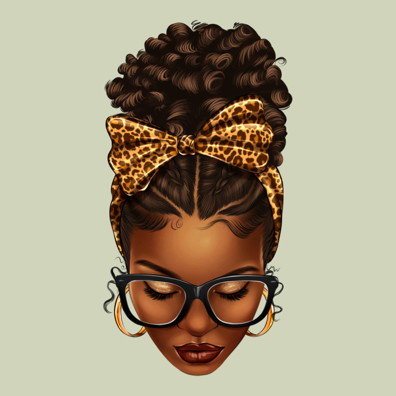 Afro Messy Bun Leopard Bow Heavyweight Hoodie by texasbilliewilder | Teevron